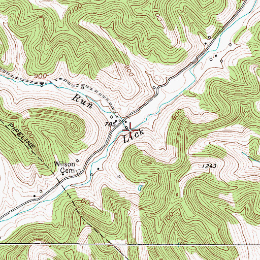 Topographic Map of Batten Run, WV