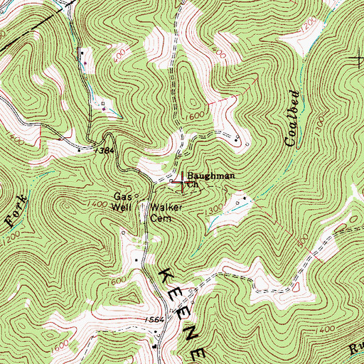 Topographic Map of Baughman Church, WV