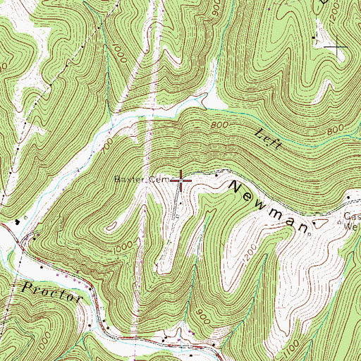 Topographic Map of Baxter Cemetery, WV