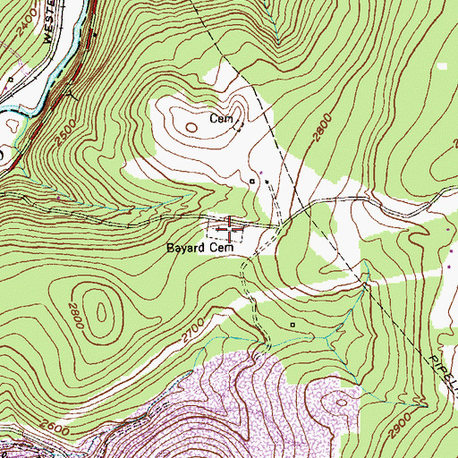 Topographic Map of Bayard Cemetery, WV