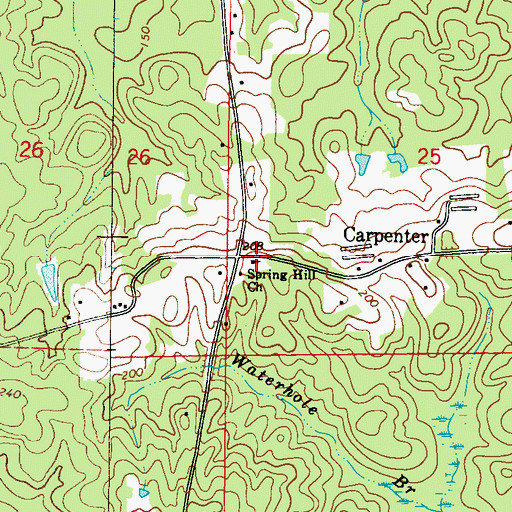 Topographic Map of Spring Hill Baptist Church, AL