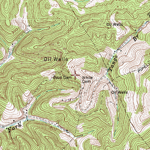 Topographic Map of Bays Cemetery, WV