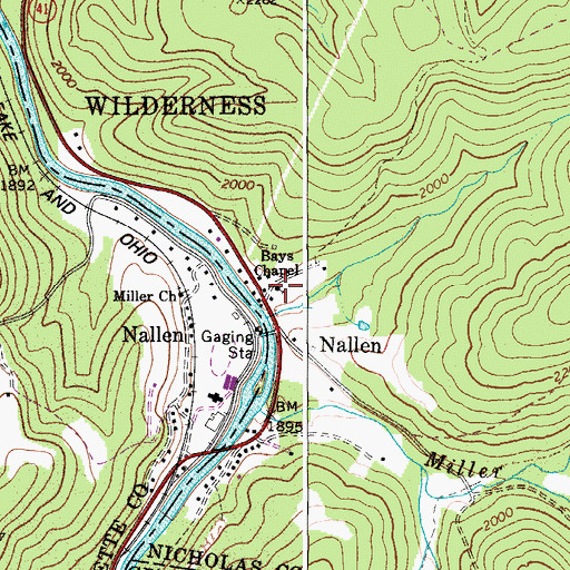 Topographic Map of Bays Chapel, WV
