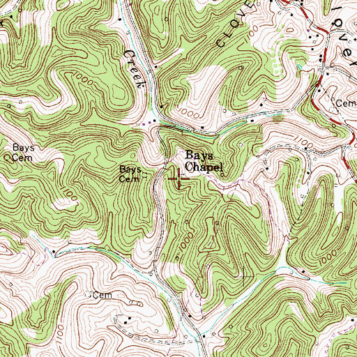 Topographic Map of Bay's Chapel United Methodist Church, WV