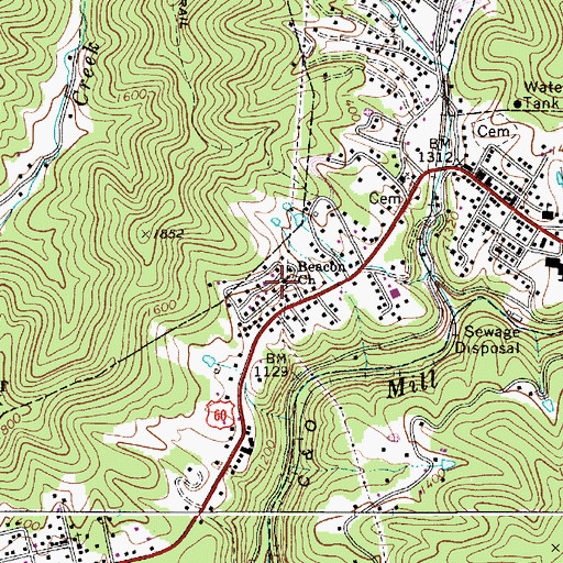 Topographic Map of Beacon Church, WV