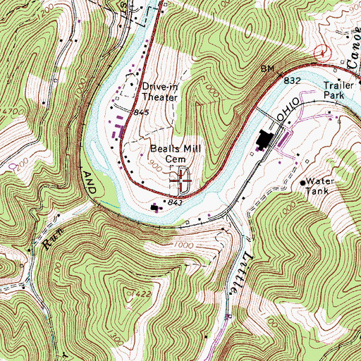 Topographic Map of Bealls Mill Cemetery, WV
