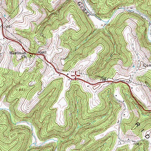 Topographic Map of Bean Ridge, WV