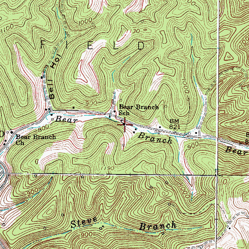 Topographic Map of Bear Branch School (historical), WV