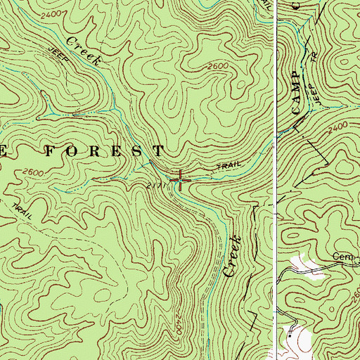 Topographic Map of Bear Creek, WV
