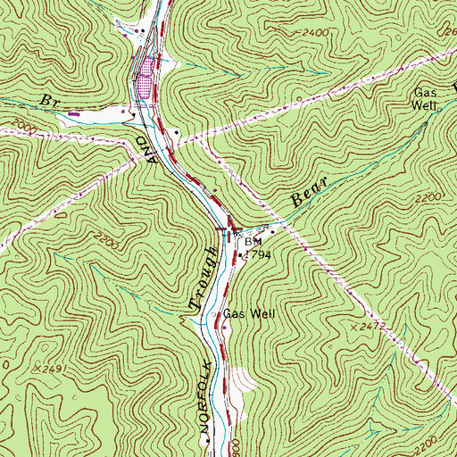 Topographic Map of Bear Fork, WV