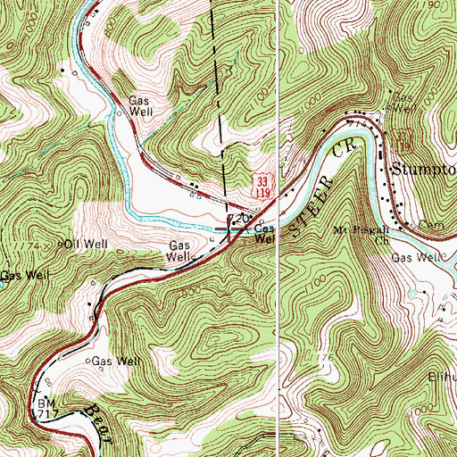 Topographic Map of Bear Fork, WV