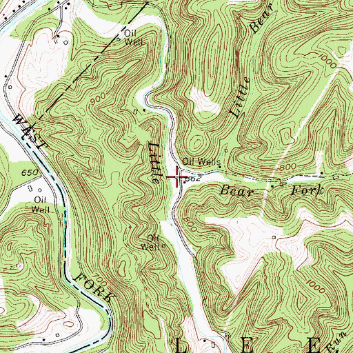 Topographic Map of Bear Fork, WV
