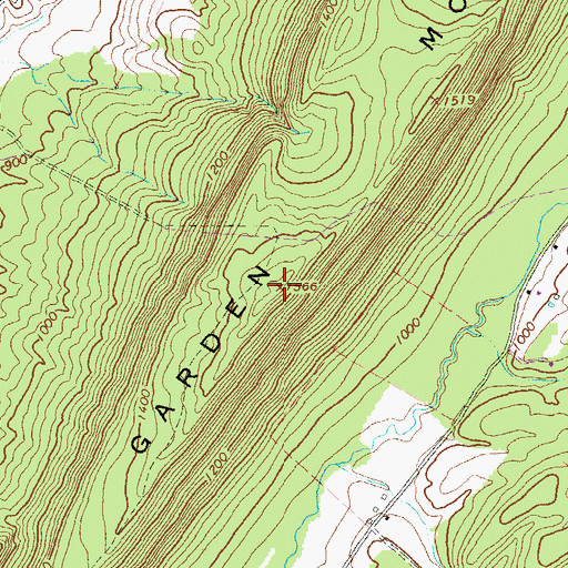 Topographic Map of Bear Garden Mountain, WV