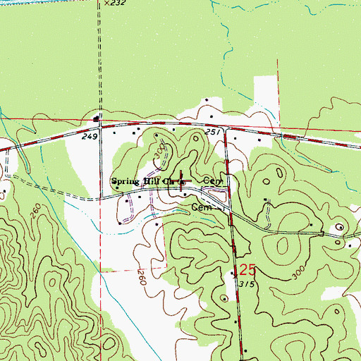 Topographic Map of Spring Hill Baptist Church, AL