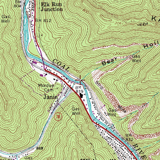 Topographic Map of Bear Hollow, WV