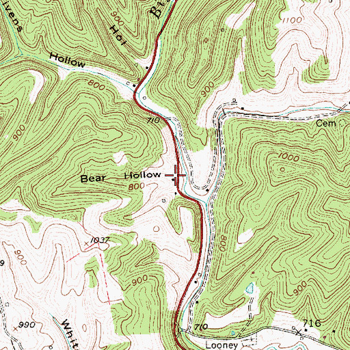 Topographic Map of Bear Hollow, WV