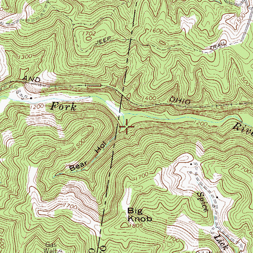Topographic Map of Bear Hollow, WV