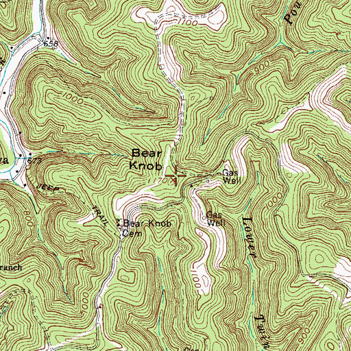 Topographic Map of Bear Knob, WV