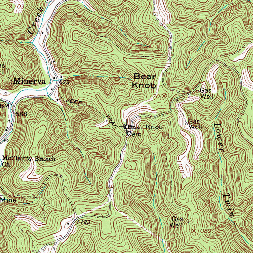 Topographic Map of Bear Knob Cemetery, WV