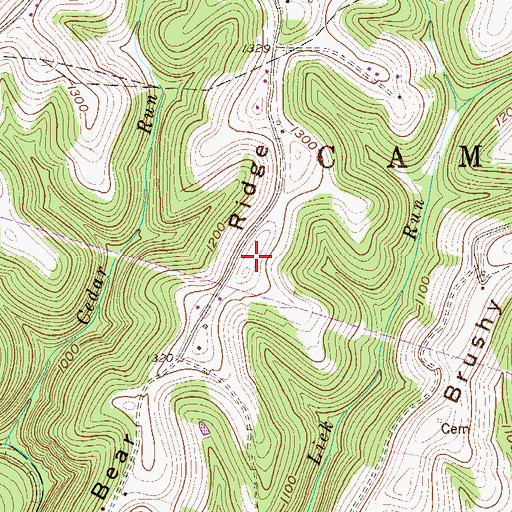 Topographic Map of Bear Ridge, WV
