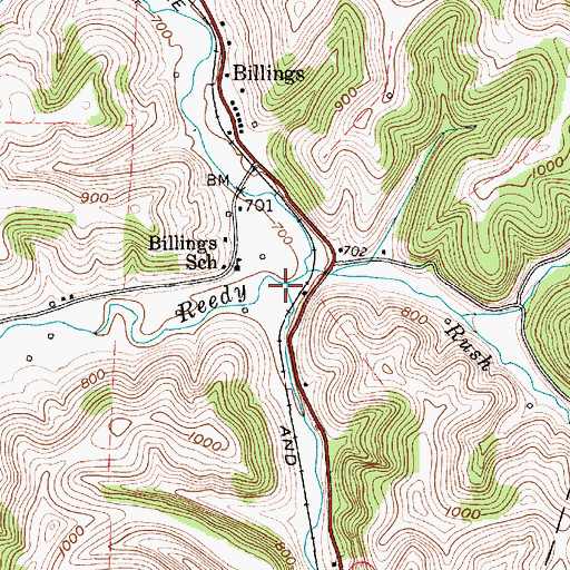 Topographic Map of Bear Run, WV