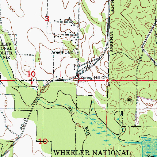 Topographic Map of Spring Hill Methodist Church, AL