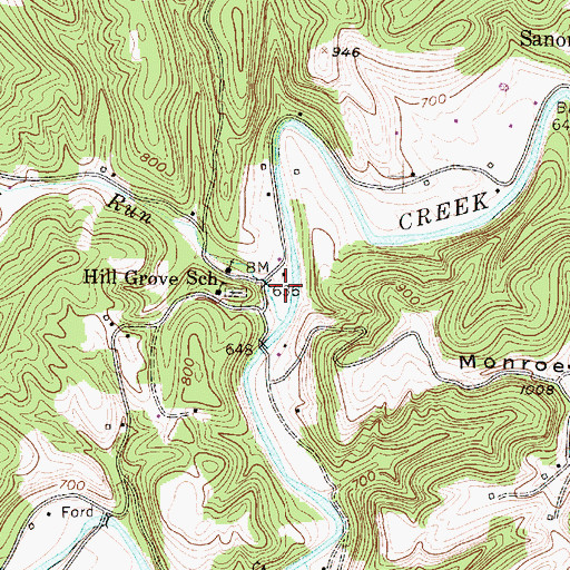 Topographic Map of Bear Run, WV