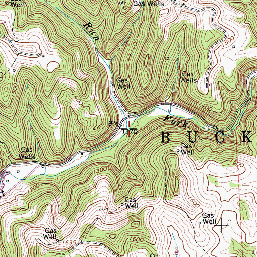 Topographic Map of Bear Run, WV