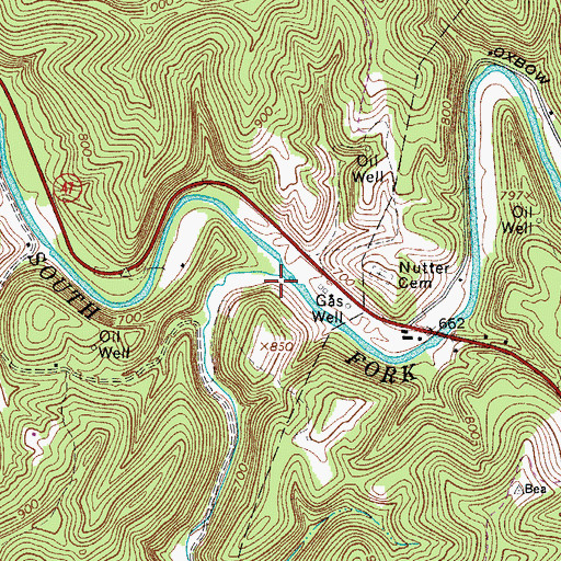 Topographic Map of Bear Run, WV