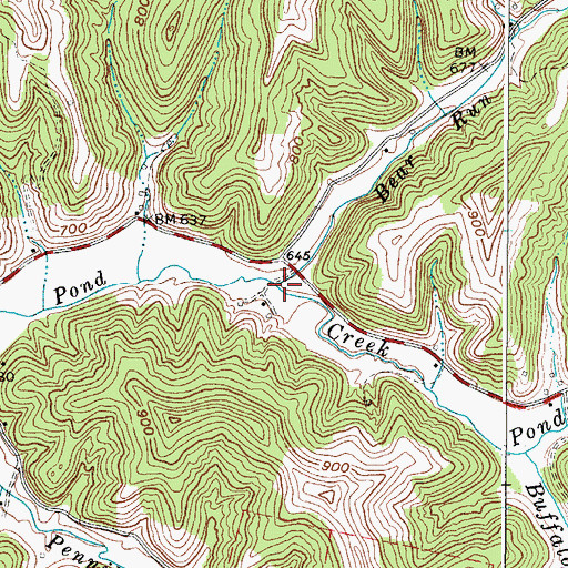 Topographic Map of Bear Run, WV