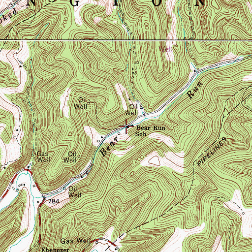 Topographic Map of Bear Run School (historical), WV