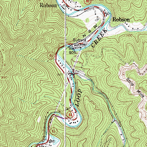 Topographic Map of Beards Fork, WV