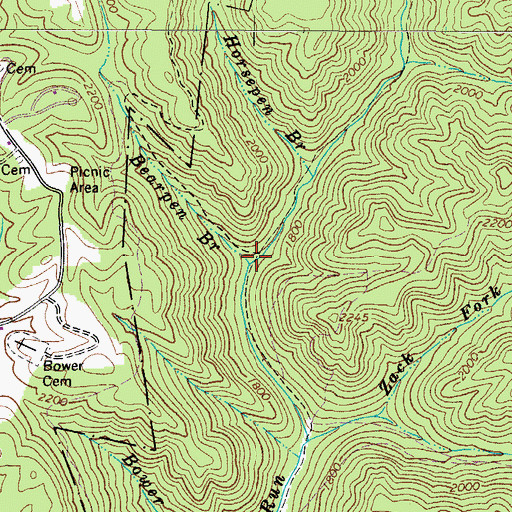 Topographic Map of Bearpen Branch, WV