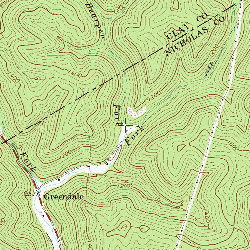 Topographic Map of Bearpen Fork, WV