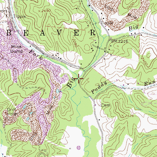Topographic Map of Bearpen Fork, WV