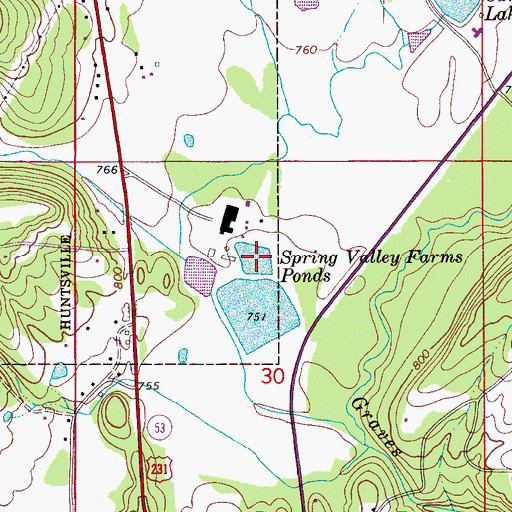 Topographic Map of Spring Valley Farms Ponds, AL