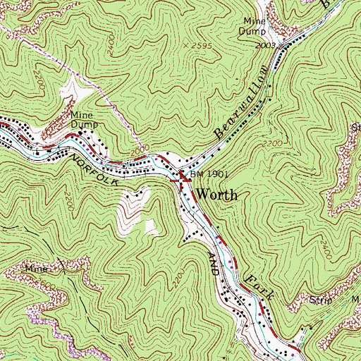Topographic Map of Bearwallow Branch, WV