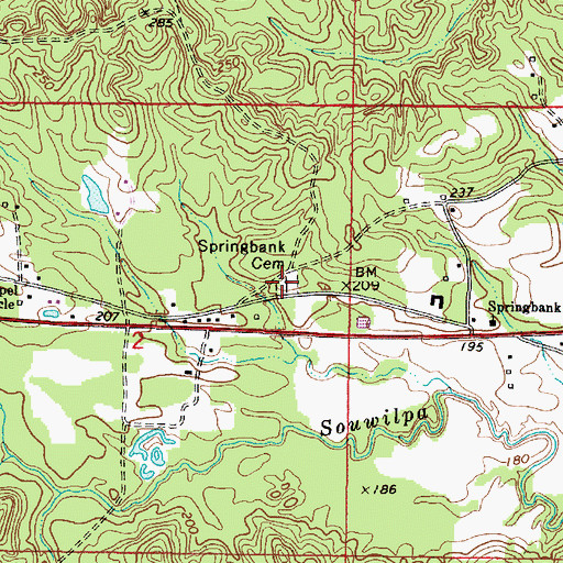 Topographic Map of Springbank Cemetery, AL