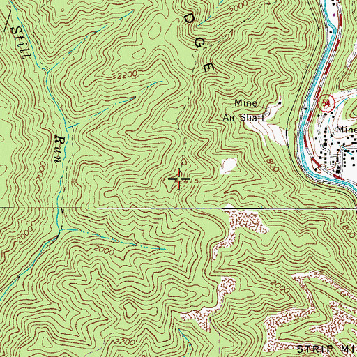 Topographic Map of Bearwallow Ridge, WV