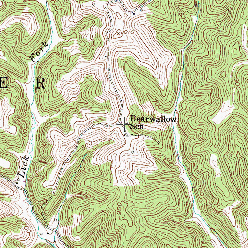 Topographic Map of Bearwallow School (historical), WV