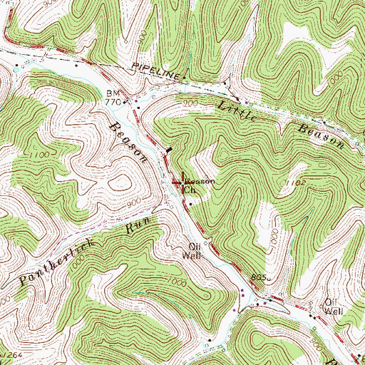 Topographic Map of Beason Church, WV