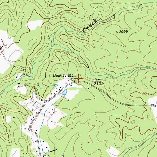 Topographic Map of Beauty Mountain Church, WV