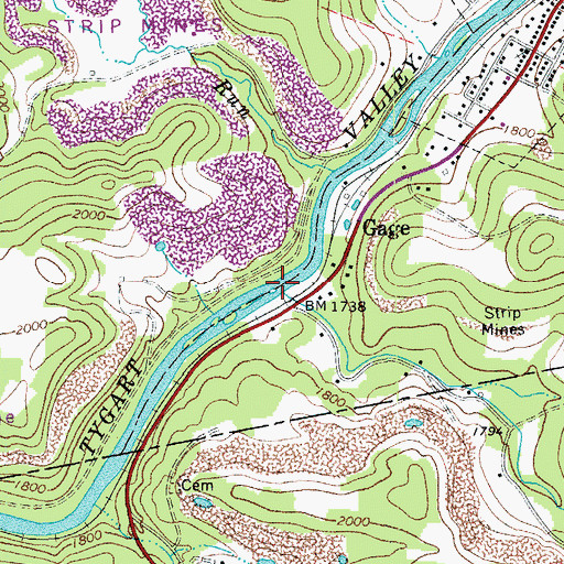 Topographic Map of Beaver Creek, WV