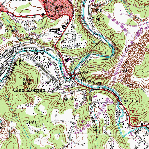 Topographic Map of Beaver Creek, WV