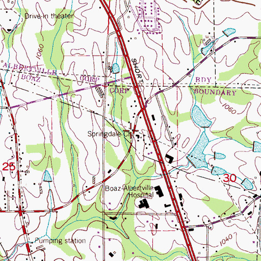 Topographic Map of Springdale Baptist Church, AL