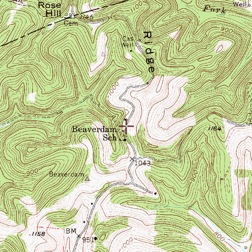Topographic Map of Beaverdam School (historical), WV