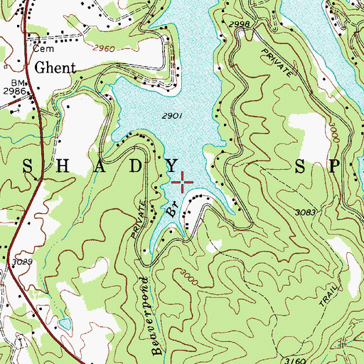 Topographic Map of Beaverpond Branch, WV
