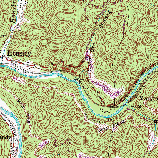 Topographic Map of Bee Branch, WV