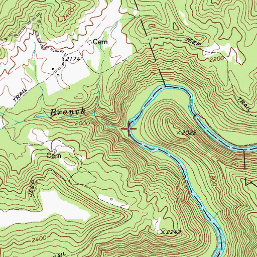 Topographic Map of Bee Branch, WV