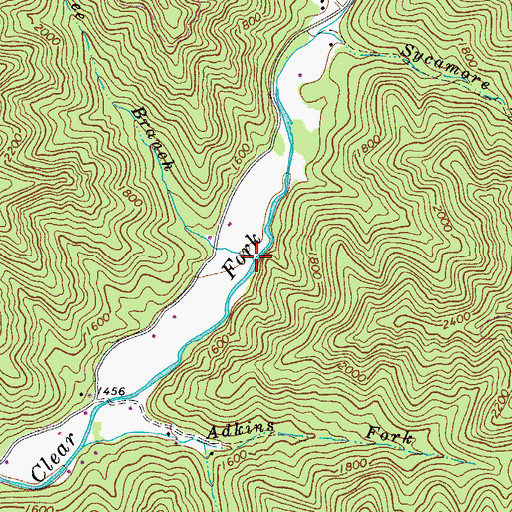 Topographic Map of Bee Branch, WV